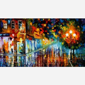 alley by the lake, alley by the lake Leonid Afremov, Leonid Afremov alley by the lake